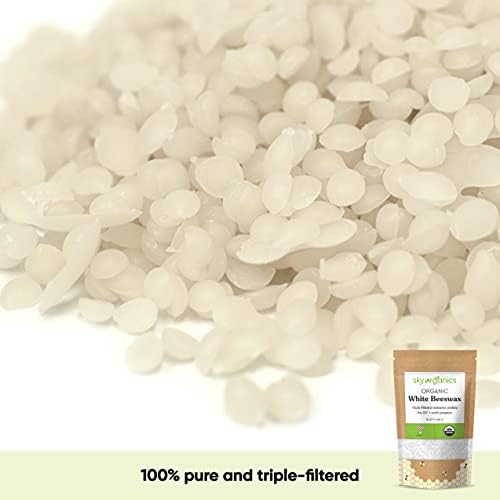 Organik Beyaz Balmumu Peletler (1lb) Sky Organics tarafından 100 % Saf USDA Organik Arılar Balmumu Pestisit içermeyen Üçlü Filtrelenmiş,