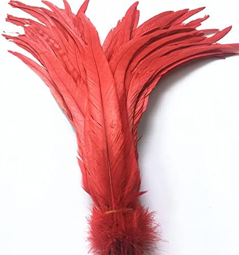 Jeniorr Kırmızı Horoz Coque Kuyruk Tüyü 40-45 cm / 16-18 Uzun Horoz Tüyleri El Sanatları Düğün Tüyleri Dekorasyon Noel Partisi