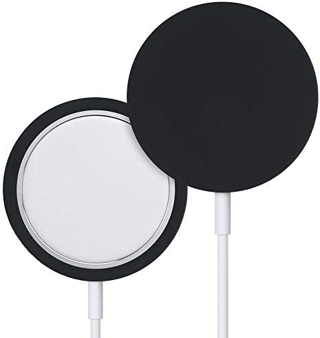 Apple MagSafe Şarj Aleti Pedi ile Uyumlu kwmobile Silikon Kılıf - Yumuşak Koruyucu Şarj Kapağı-Siyah