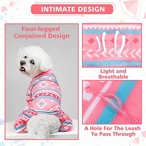 TAİLGOO Hafif Nefes Alabilen Köpek Pijamaları-Yumuşak Giyim Tulumu, Zarif Geometrik Desenli Şık Evcil Hayvan Giysileri, Küçük