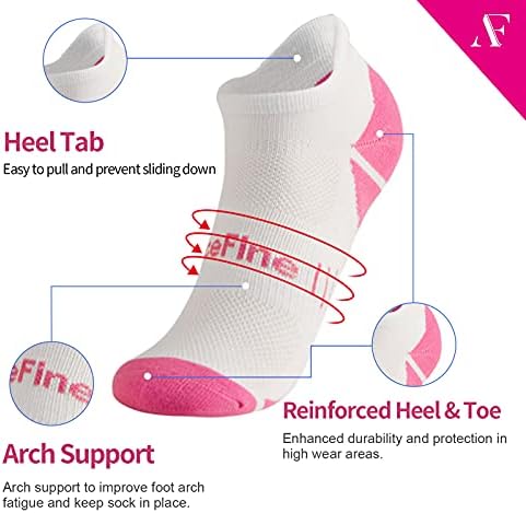 AceFine-Womens-Ayak Bileği-Çorap, Kadınlar için 6 Paket Minderli Atletik Koşu Çorapları Düşük Kesim