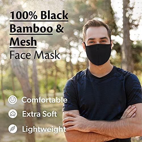 AVO-3Pcs tarafından el yapımı Bambu Organik Örgü Kullanımlık Maskeler, Siyah Maske kordon, Nefes, Yıkanabilir Bez, Yetişkinler,