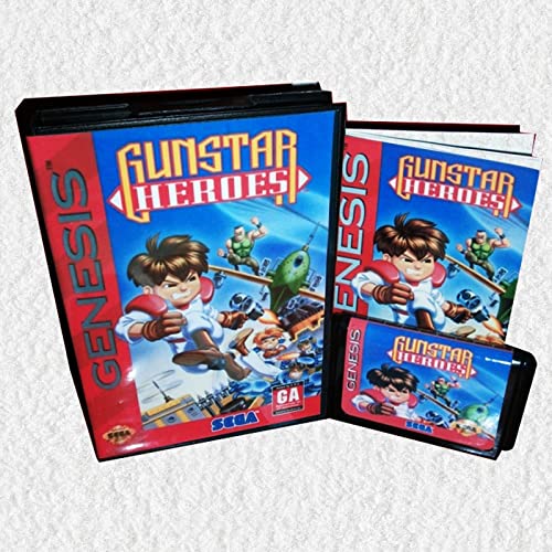 Lksya Gunstar Kahramanlar ABD Kapak ile Kutu ve Manuel Genesis MD MegaDrive Video Oyun Konsolu 16 bitlik MD kartı (ABD, AB Kabuk)