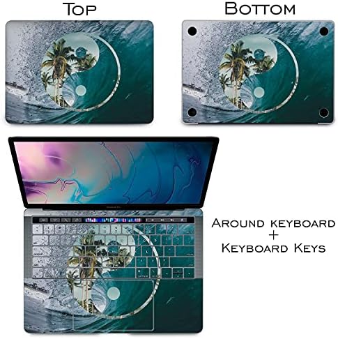 Lex Altern Vinil Cilt ile Uyumlu MacBook Hava 13 inç Mac Pro 16 Retina 15 12 2020 2019 2018 Deniz Dalga Ying Yang Mavi Okyanus
