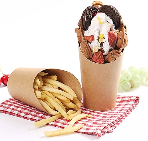 50 Pcs patates kızartması Bardak Tek Kullanımlık Take-Out Parti Gıda Tutucu Yumurta Puf Waffle Dondurma Bardak Kraft Kağıt Konteynerler
