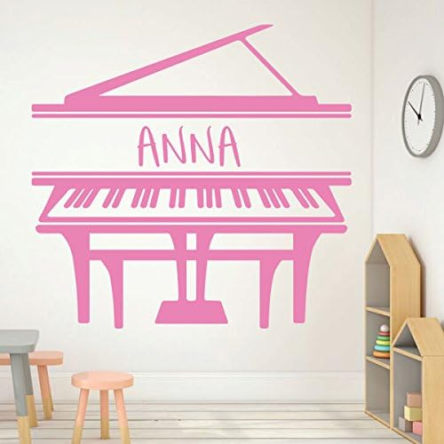 Odası Duvar Dekor - Kuyruklu Piyano w / Özelleştirilmiş Adı Estetik Vinil Çıkartması Etiketler Ev için Oturma veya Aile Odası,