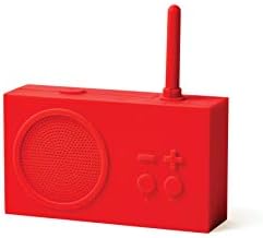 LEXON-TYKHO 3 FM Radyo, Bluetooth Hoparlör, 5W, Sıçramaya Dayanıklı IPX4, Özerklik 20 Saat, Silikon Kauçuk Kılıf-Kırmızı