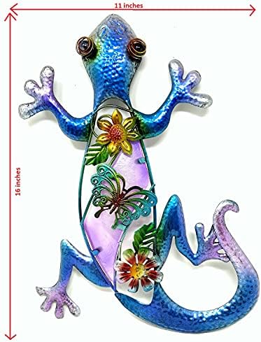 Bejeweled Display® Mor Gecko w/ Cam Duvar Sanatı Plaket ve Ev Dekorasyonu