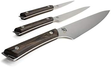 Shun Kanso Santoku 7 İnç İçi Boş Zemin Premium Paslanmaz Çelik Bıçak ve Ahşap Saplı Kanso 3.5 İnç Soyma Bıçağı Tagayasan Ahşap