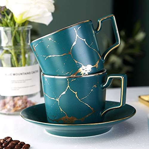 PDGJG Mermer Seramik kahve fincan tabağı Kaşık Seti 200 ml İskandinav çay bardağı Mat Porselen çay seti Çay Fincanı Cafe espresso