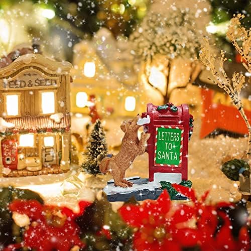 Noel Köy Aksesuarları Noel baba'nın Posta Kutusu Köyler Noel Dekorasyon için Setleri Sevimli Doggy Mektup Santa Reçine Noel Süsler