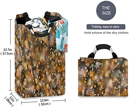 xigua Büyük çamaşır sepeti Sonbahar Baskı Katlanabilir Giysi Sepet, su geçirmez Kreş Depolama Bin Kolu ile Giyim Sepetleri için