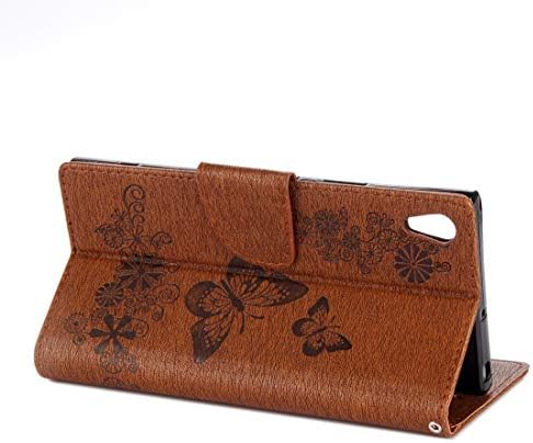 GUOSHU Cep Telefonu Kılıfı Çanta Sony Xperia XA1 Preslenmiş Çiçekler Kelebek Desen Yatay Çevir Kılıf Tutucu ve Kart Yuvaları
