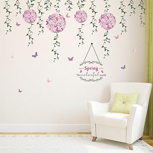 Kuş kafesi Duvar Sticker, Kelebek Çiçek Duvar Çıkartmaları Oturma Odası Yatak Odası Arka Plan Dekorasyon Kendinden Yapışkanlı