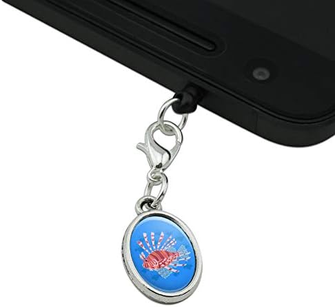 GRAFİKLER ve DAHA fazlası Kırmızı Lionfish İstilacı Türler Cep Telefonu Kulaklık Jakı Oval Çekicilik iPhone iPod Galaxy için