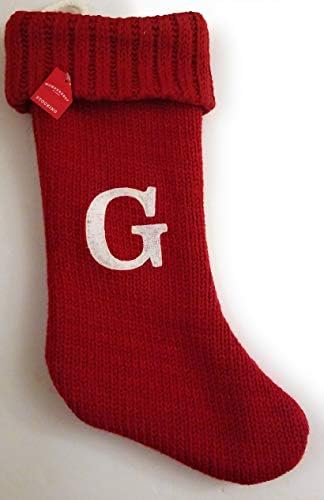 Wondershop Tatil Noel Kırmızı Monogram Mektup G Kalın Örgü Çorap Çorap 19 İnç Mantel Dekorasyon
