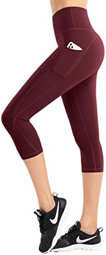 ıKeep Yüksek Bel Yoga Pantolon Kadınlar için Cepler ile, karın Kontrol, olmayan See Through, 4 Yönlü Streç Egzersiz Yoga Tayt