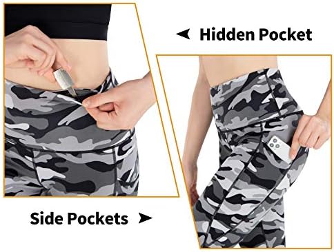 ıKeep Yüksek Bel Yoga Pantolon Kadınlar için Cepler ile, karın Kontrol, olmayan See Through, 4 Yönlü Streç Egzersiz Yoga Tayt