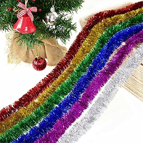 JJKFQ 6 adet/takım 230 cm Folyo Tinsel Şerit Çelenk Noel Dekorasyon Noel Ağacı Sarma Süsler Yeni Yıl Dekor Malzemeleri (Renk: