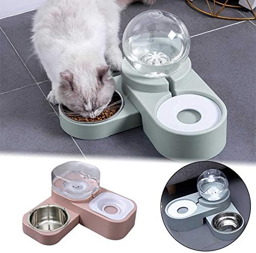 kjhgk Pet çift kase kedi ve köpek besleme kasesi otomatik su besleyici olmayan ıslak ağız kedi yiyecek kasesi