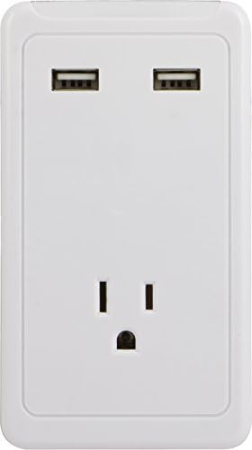 GE 2 USB Bağlantı Noktası, 1 AC Duvar Prizi Şarj Cihazı Şarj İstasyonu, Beyaz, 13471