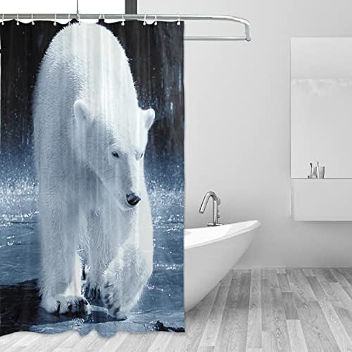 Oyıhfvs Beyaz Ayı Buz Üzerinde Su Geçirmez Duş Perdesi, Makinede Yıkanabilir Küvet Durak Perde Astar, Hiçbir Koku Polyester 12