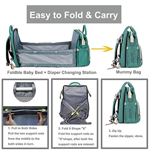 Bebek bezi çantası sırt çantası ve beşik bebek seyahat için katlanabilir beşik yatak ile yatak