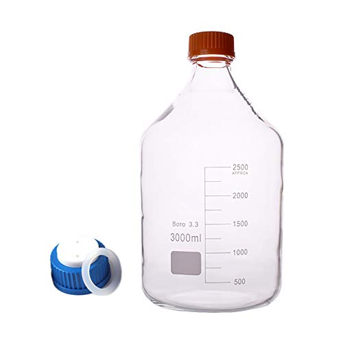 DONLAB MBP-03L2 Borosilikat Cam 3000 ml/3L Yuvarlak Medya depolama şişesi Reaktif şişesi ile 2-Delik Mobil Faz Kap GL45