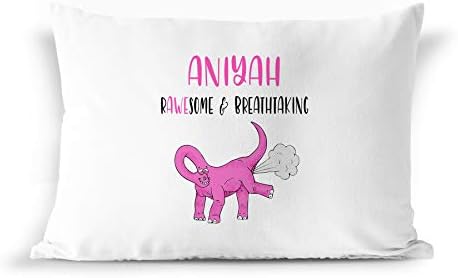 BarborasBoutique Aniyah Adı Hediye Pillowcase - PİL3 Komik Dinozor T-Rex Osuruk Osuruk Şaka Yastık Kılıfı için Kadın Kız Çocuk