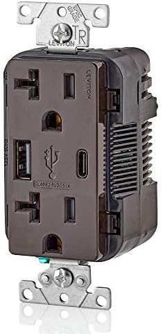 Leviton T5833-B 20-Amp Tip-C USB Şarj Aleti / Kurcalamaya Dayanıklı Priz, Kahverengi