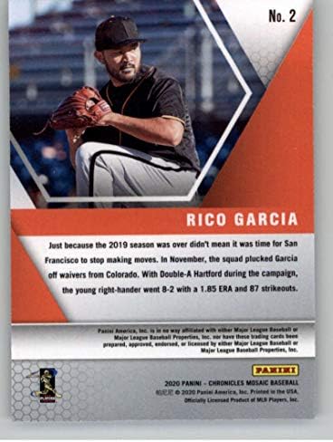 2020 Panini Chronicles Mozaik Beyzbol 2 Rico Garcia San Francisco Giants RC Çaylak Kartı Panini America'dan Resmi MLB PA Ticaret