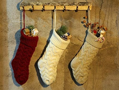 ZZWZM 3 ADET Çorap Noel Örme Çorap Dekor Festivali Hediye Çantası Şömine Noel Ağacı askı süsleri Dekor Kırmızı Beyaz Noel Çorap