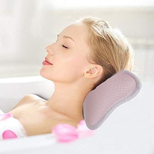 Spa Yastık Boyun 3D Örgü Küvet Yastık Vantuz ile Kaymaz Yastık Küvet Spa Yastık için Boyun Geri Banyo-Mavi