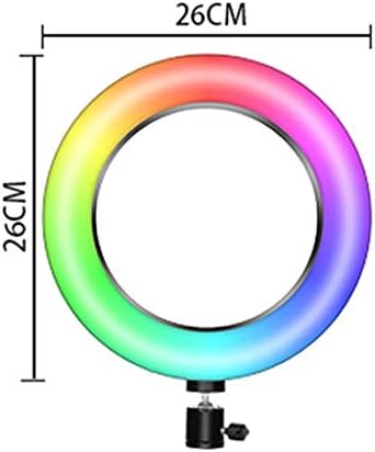 QFFL LED halka ışık Tripod standı ile LED halka ışık Dim Makyaj RGB Renk Video Konferans Öğretim Akışı ve Oyun için (Renk: 55-160