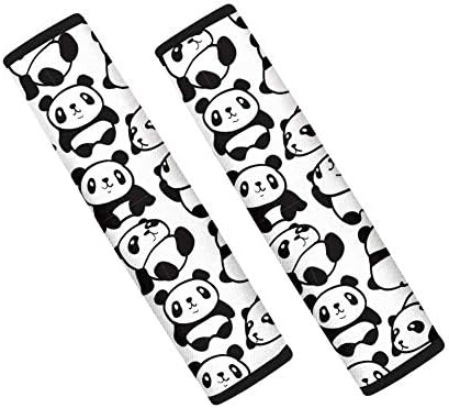 Salabomia Yumuşak İşlevli 2 Adet Evrensel Araba Emniyet Kemeri Pedleri Sevimli Panda Desen Sırt Çantası Omuz Askısı Kemer Arabalar