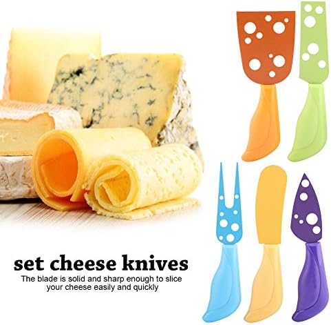 Peynir Bıçakları, Mutfak Kesme Peyniri için Plastik Saplı 5 Adet Paslanmaz Çelik Peynir Kesme Aleti