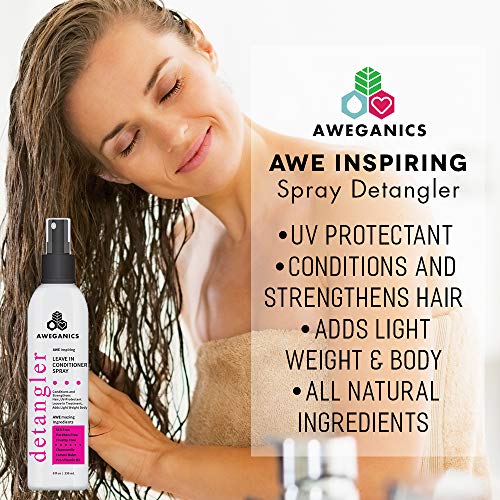 Aweganics Leave-ın Conditioner Detangler Spray-AWE Inspiring Pro-Vitamin B5 Conditioning Kadınlar, Erkekler, Çocuklar için Saç