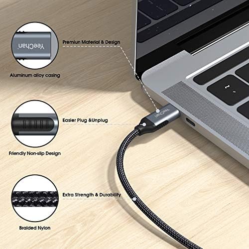 YeeChan USB C HDMI Kablosu 15ft (4K @ 60Hz), USB Tip C (Thunderbolt 3) HDMI Kablosu MacBook Pro 2020 için Uyumlu, iPad Pro 2020,