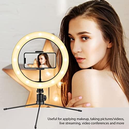 Parlak Selfie Halkası Üç Renkli ışık, Canlı Yayın/Makyaj/YouTube/TikTok/Video/Çekim için Uzaktan Kumandalı HTC Desire Q 10 İnç