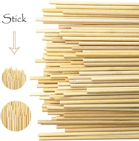 MotBach 100 Paket 12 İnç Uzun Bambu Dübel Çubuklar Zanaat Projeleri için Craft Sticks (1/4 İnç Çap)
