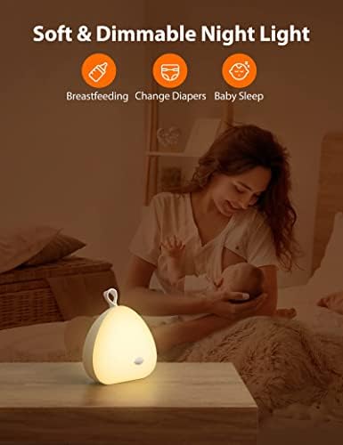 Beyaz Gürültülü Çocuklar için Bebek Gece Lambası, sympa 2'si 1 arada LED Kreş Gece Lambası, Dokunmatik Kontrollü Taşınabilir