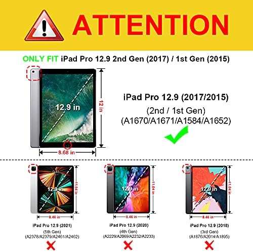 Fintie Klavye Kılıf iPad için Pro 12.9-inç 2017/2015( Eski Model, 2nd & 1st Nesil), Yumuşak TPU Koruyucu Kapak, [7 Renk Arkadan