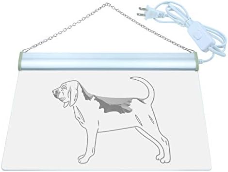 ADVPRO Bloodhound Köpek Pet Shop Ekran LED Neon Burcu Beyaz 24x16 İnç st4s64-j234-w