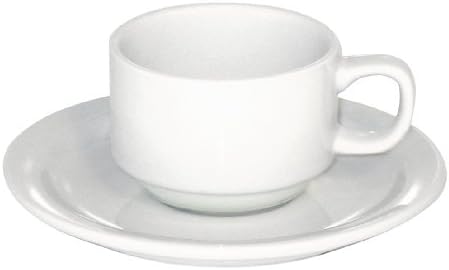 Beyaz Porselen Espresso Fincan ve Tabağı, 6'lı Set
