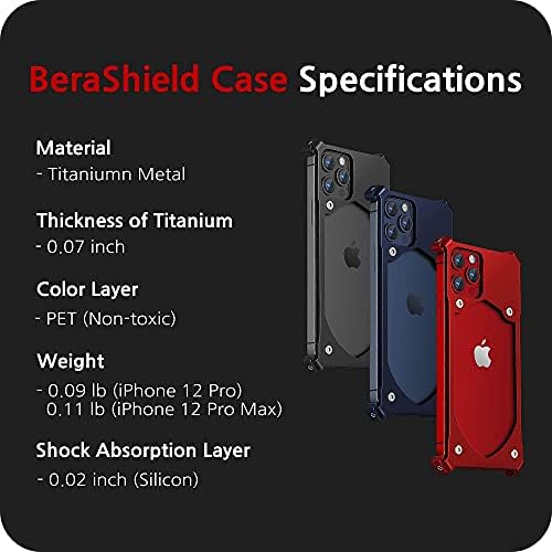 (iPhone 12 Pro Max Donanma) BeraShield Titanyum Metal Manyetik Ayrılabilir Kablosuz Şarj Pil Kutusu, Şarj Seti [Askeri Sınıf