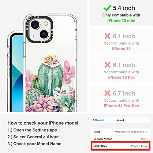 MOSNOVO iPhone 13 Kılıf ile Uyumlu, Kaktüs Bahçe Baskı Kız Kadın Erkek için [Buffertech Darbe ] Şeffaf TPU Tampon Temizle Telefon