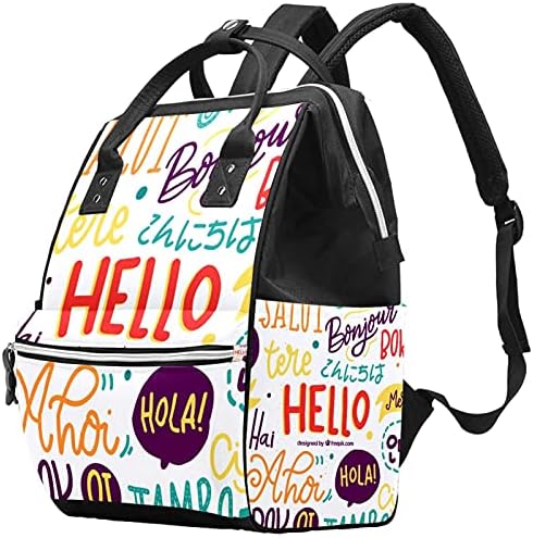 Kadın erkek moda seyahat çantaları rahat Daypacks sırt çantası merhaba farklı dil için Laptop sırt çantası