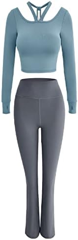 Munuan JP egzersiz kıyafetleri Yoga Yüksek Streç Giyim 2 parça Spor Tayt Kadınlar için