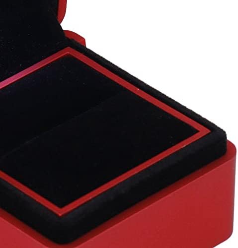 FTVOGUE Kadife Yüzük Kutusu led ışık Takı hediye Kutusu Alyans Storager Romantik Ambiyans Nişan Yüzüğü Kutusu (kırmızı)
