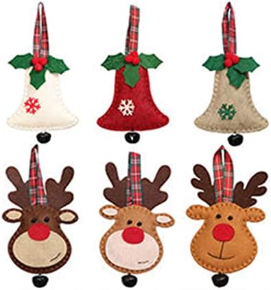 Foglooflower Noel Ağacı Kolye ile Çan, 6 pcs Mini Noel Ağacı Kolye Süslemeleri Noel Çan Geyik Elk askı süsleri için Ev Kapı Parti